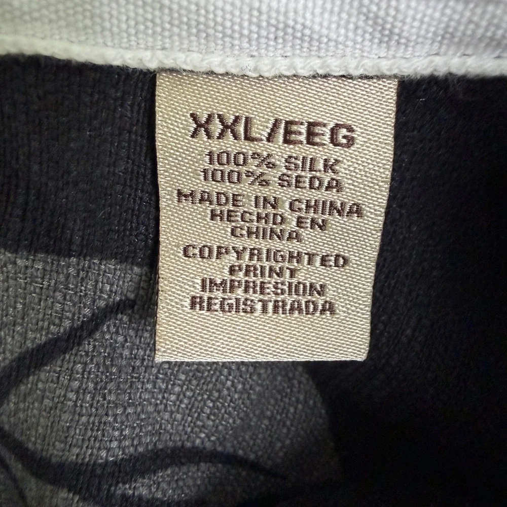 Jamaica Jaxx Mens XXL‎ Silk Tropical Leaf Button Down Shirt Black Grey